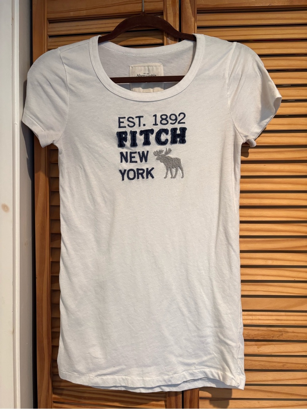 Vintage 2000s Abercrombie & Fitch White Graphic T Shirt Large Y2K Moose Logo